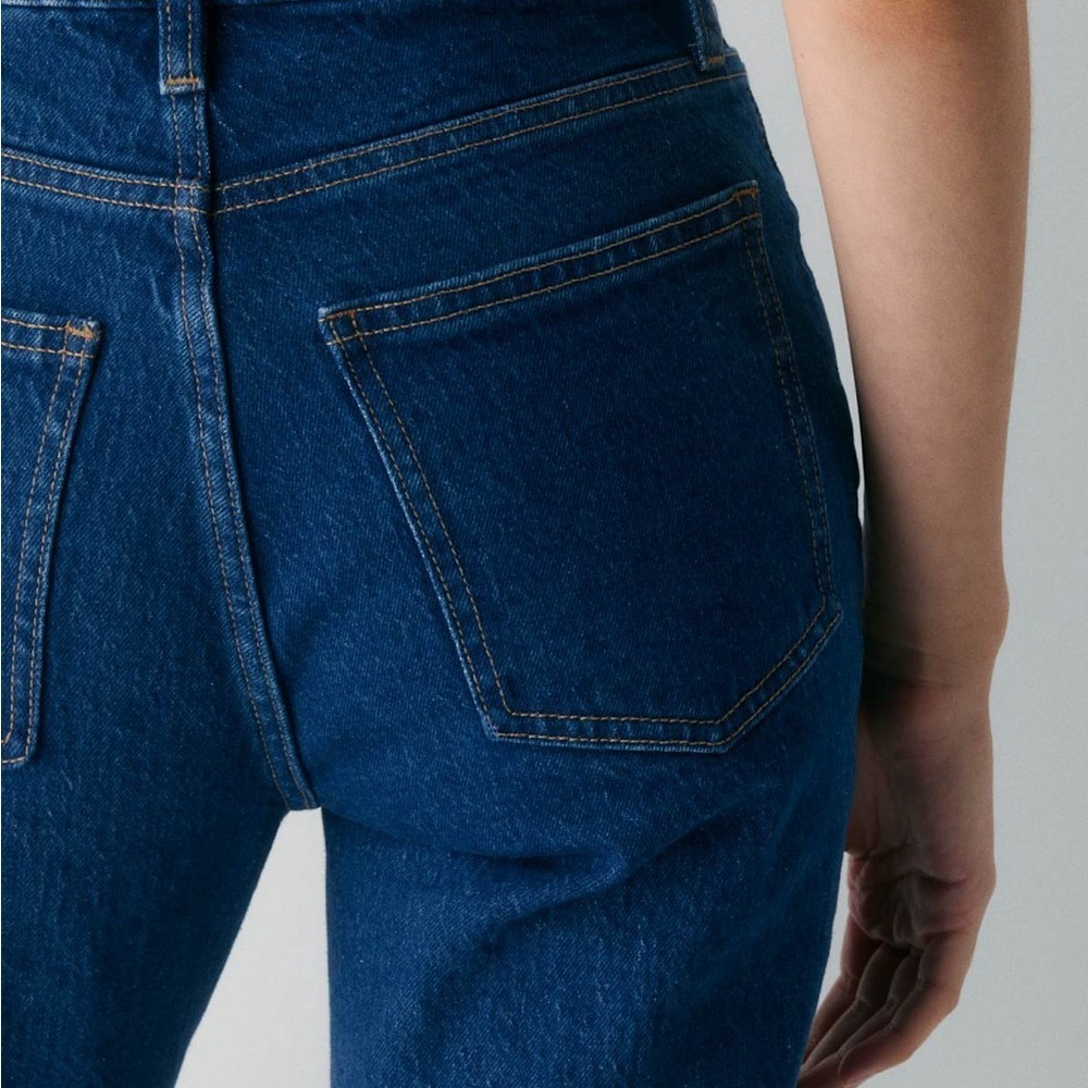 Denim Forum|The Angelica High Rise Slim Straight Leg Dark Denim Blue Jeans Sz 25